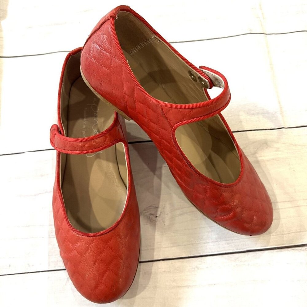 Papanatas Red Quilted Leather Mary Janes